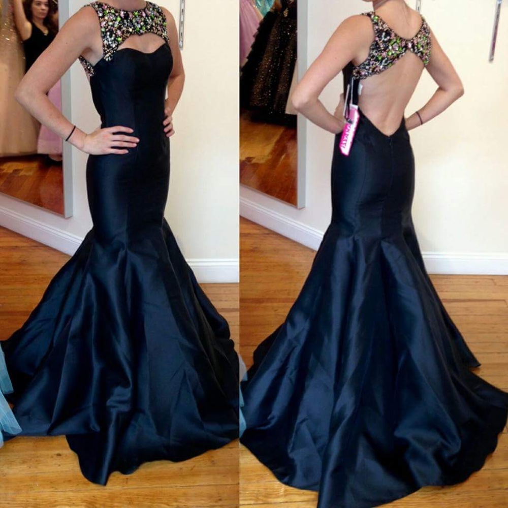 Black open back mermaid.